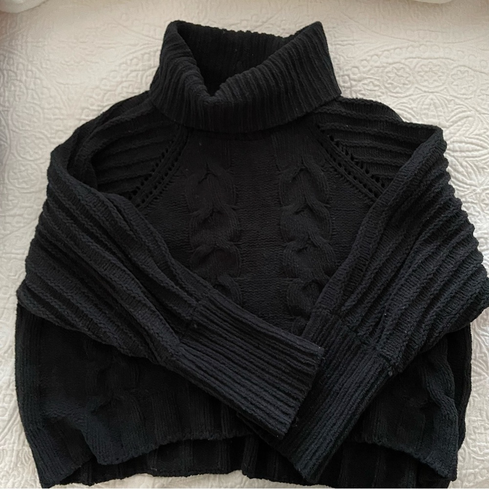 black dropped sleeve sweater